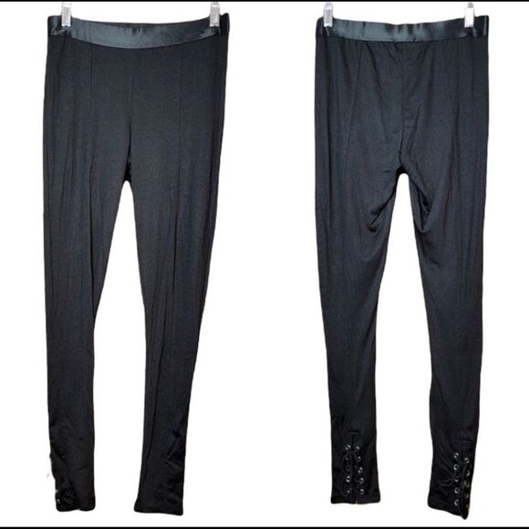 FREE PEOPLE NWT New Movement Small Black Leggings Lace Up Ankle Joggers - Picture 9 of 9